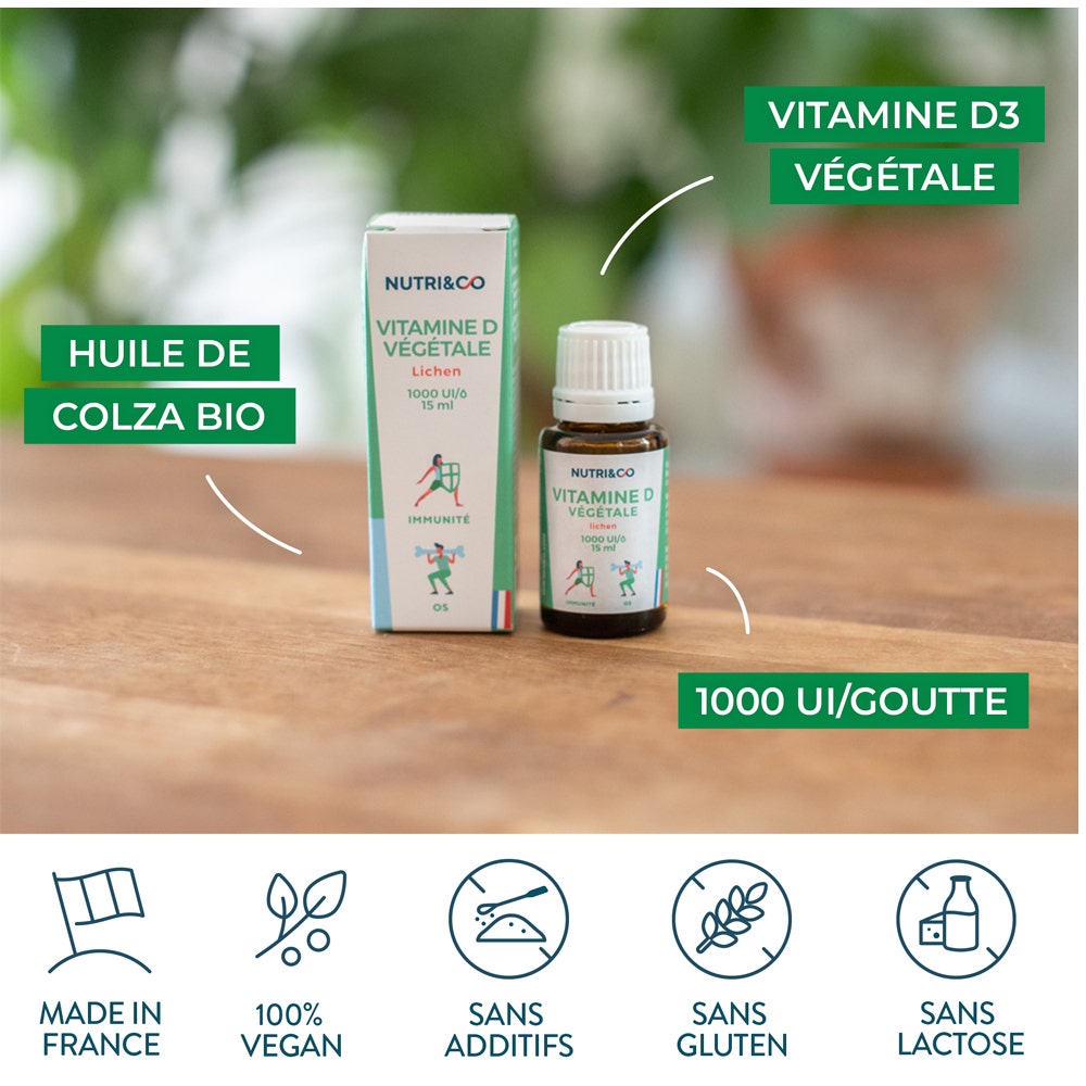 NUTRI&CO La Vitamine D Végétale 1000UI/Goutte Système Immunitaire 15ml