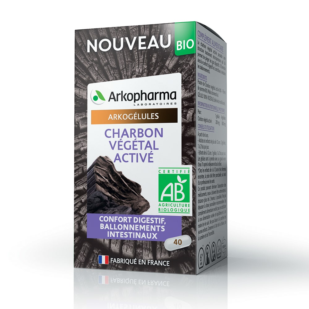 Arkopharma Arkogélules Charbon végétal Bio 80 gélules