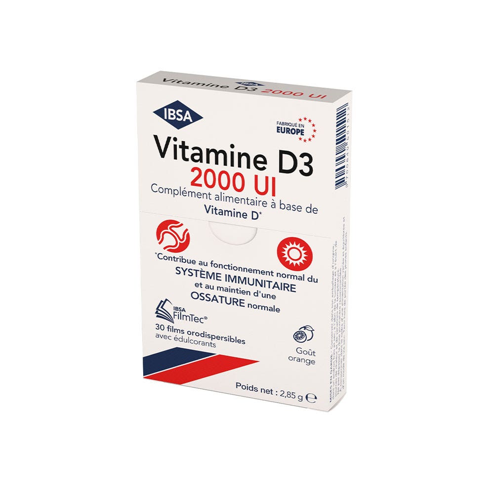 Vitamine D3 2000UI x30 Films Orodispersibles FilmTec Ibsa Pharma