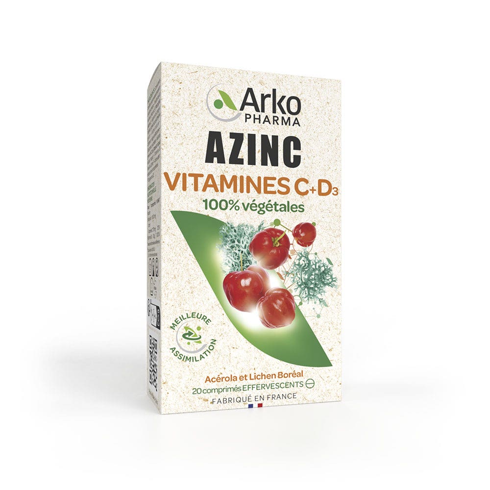Arkopharma Azinc Vitamine C+D3 20 comprimés effervescents