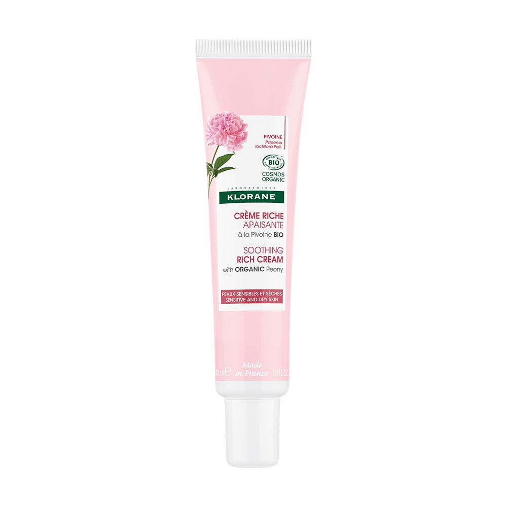 Klorane Pivoine Crème Riche Apaisante Bio Peaux Sensibles et Sèches 40ml