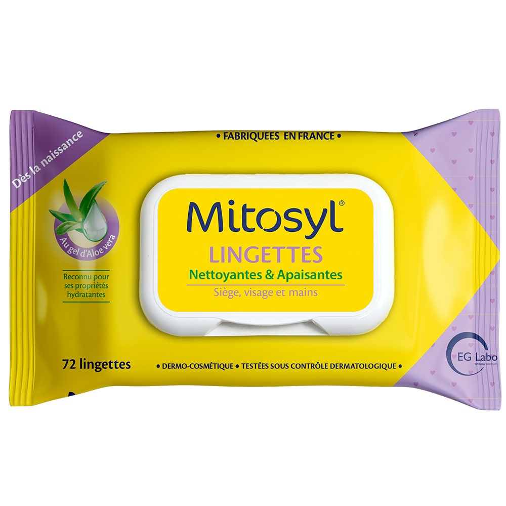 Lingettes Biodegradables Nettoyantes & Apaisantes X72 Aloe Vera Mitosyl