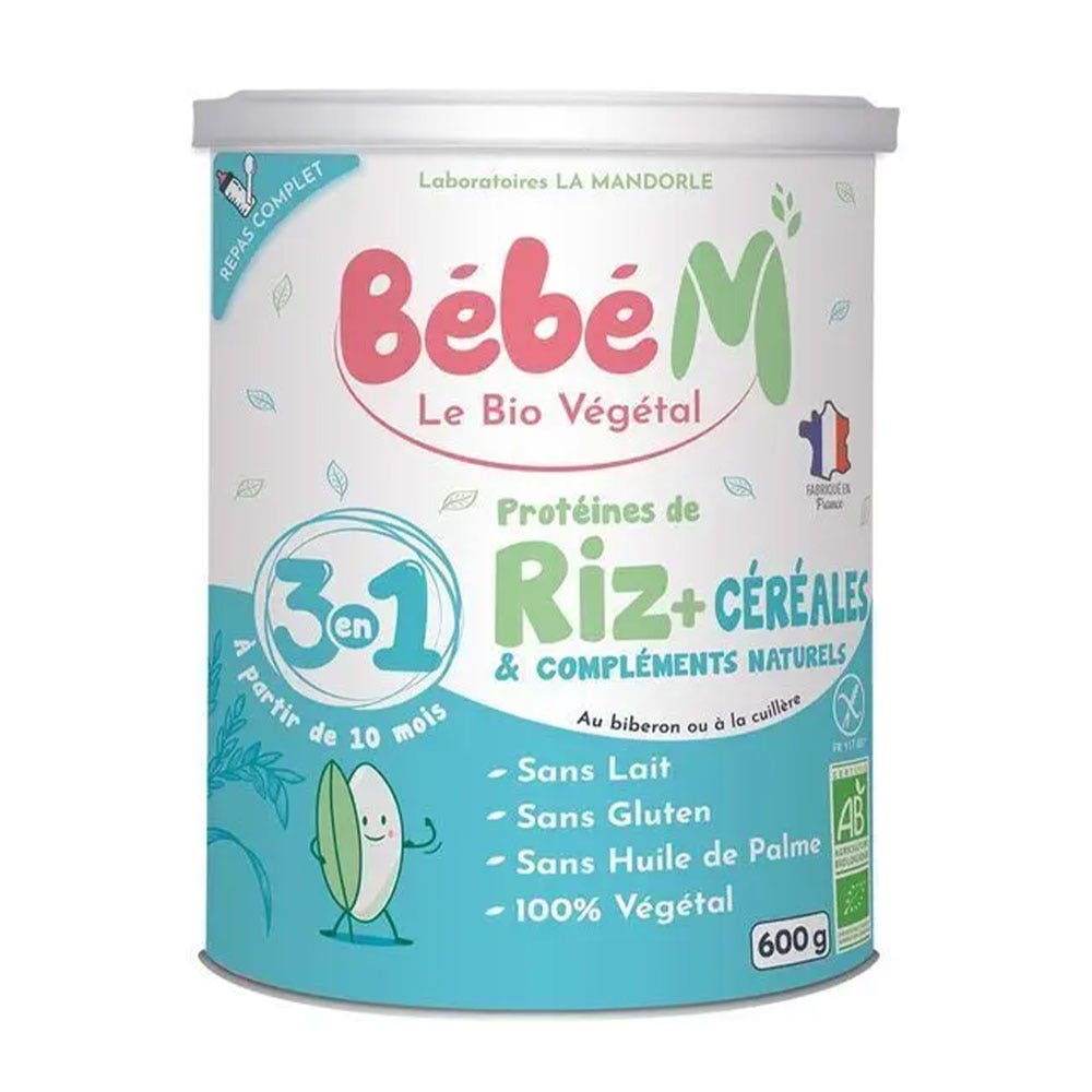 La Mandorle Bébé M Protéines de Riz + Céréales et Compléments Naturels Bio A Partir de 10 Mois 600g