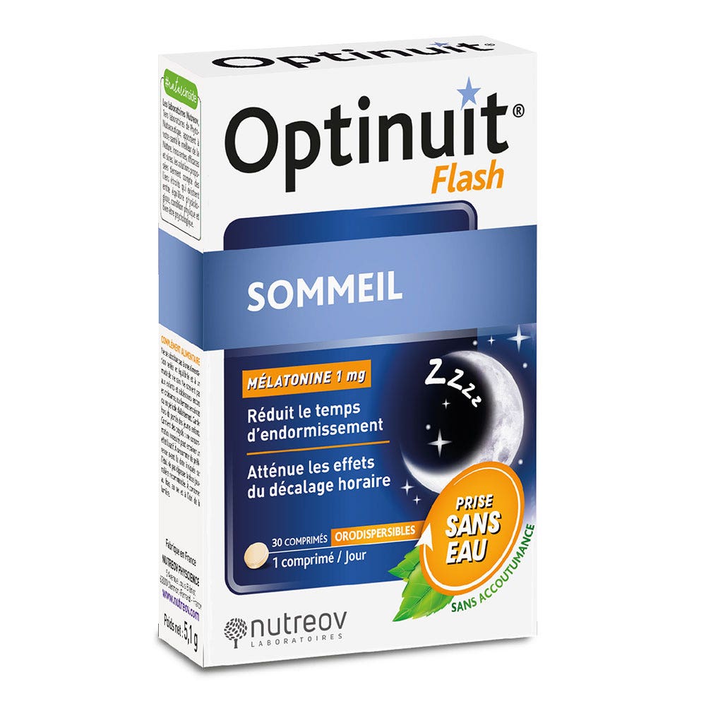 Nutreov Optinuit Sommeil Mélatonine Flash 30 comprimés