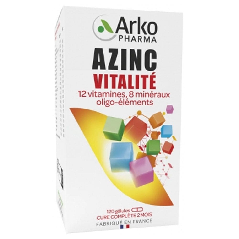 Arkopharma Azinc Vitalité Vitamines C & E, Zinc Adulte 120 gélules