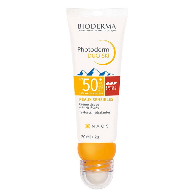 Bioderma Photoderm Crème Solaire + Stick Lèvres SPF50+ Duo Ski Peaux Sensibles