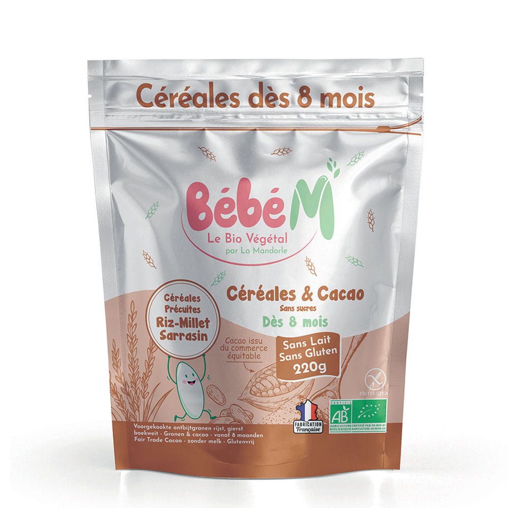 La Mandorle Bébé M Céréales et Cacao Bio Dès 8 Mois 220g
