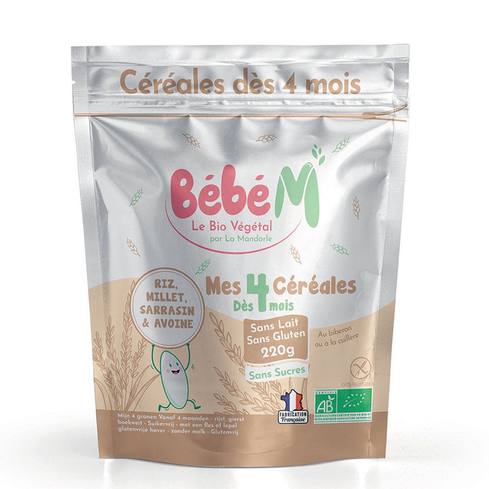 La Mandorle Mes 4 Céréales Bio Dès 4 Mois 220g
