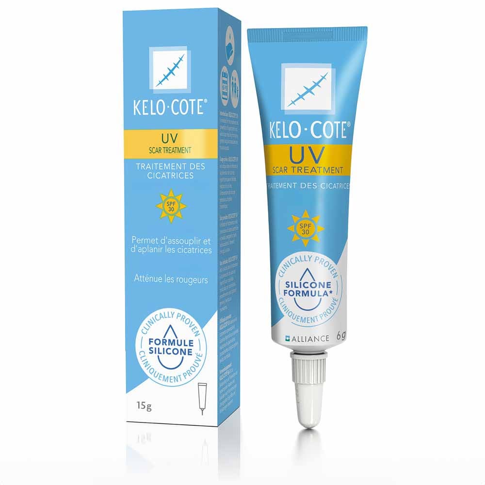Kelo-cote Gel de silicone pour le traitement des cicatrices avec protection solaire SPF30 Uv 15g