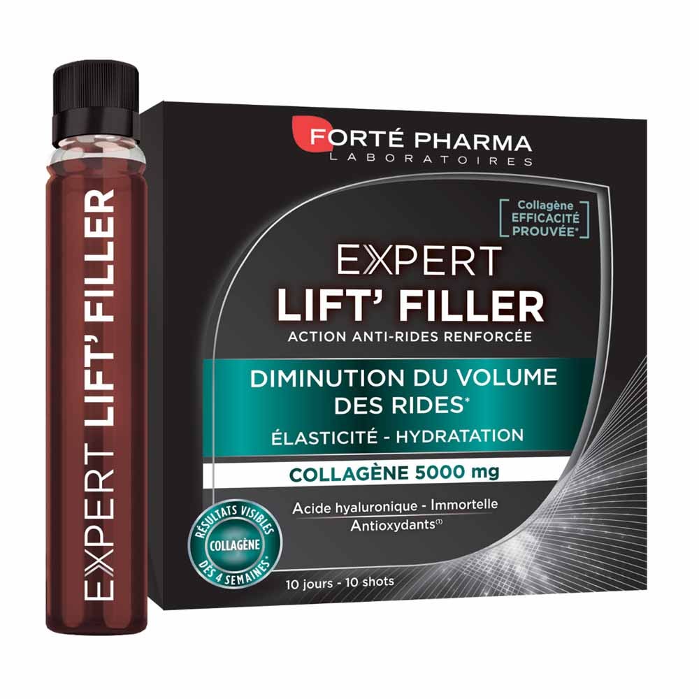 Forté Pharma Expert Beauté Shots Anti-rides Lift-Filler Acide Hyaluronique et Collagène 10 Shots à boire