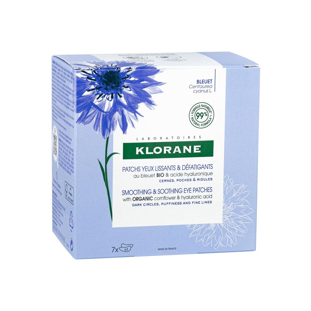 Klorane Bleuet Patchs Yeux Lissants & Défatigants Bio et acide hyaluronique 7x2