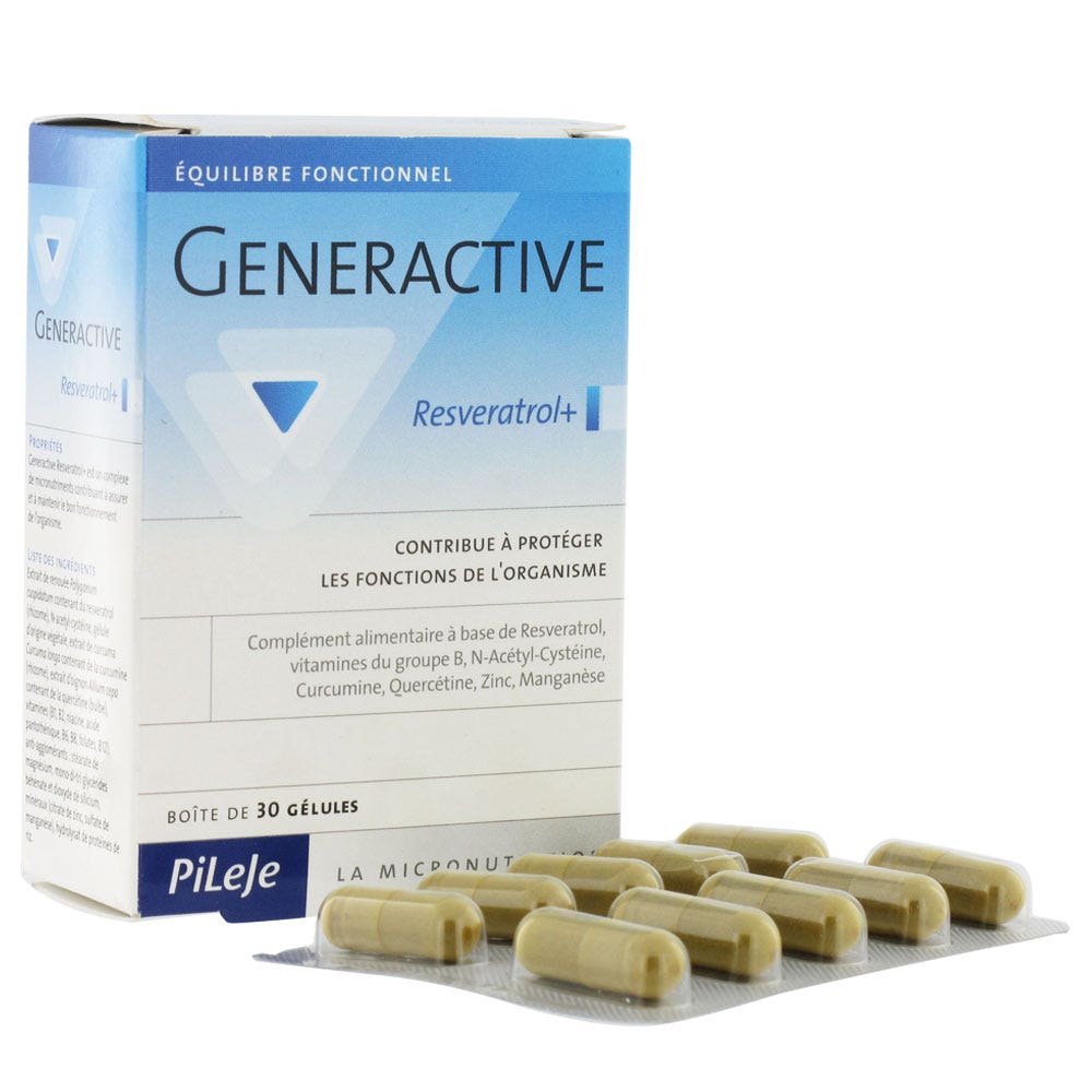 Generactive Resveratrol+ Boite 30 Gelules Pileje