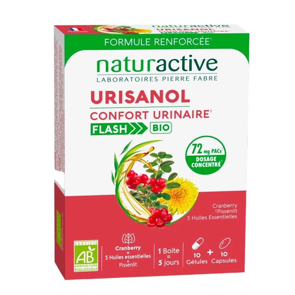 Naturactive Urisanol Flash Bio Confort urinaire 10 Gélules + 10 Capsules