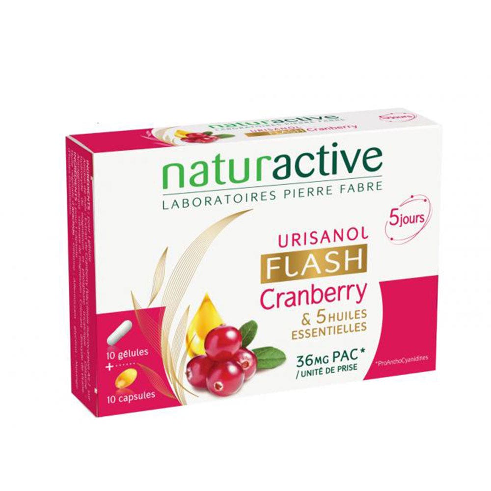 Urisanol Flash 10 Gelules + 10 Capsules Naturactive