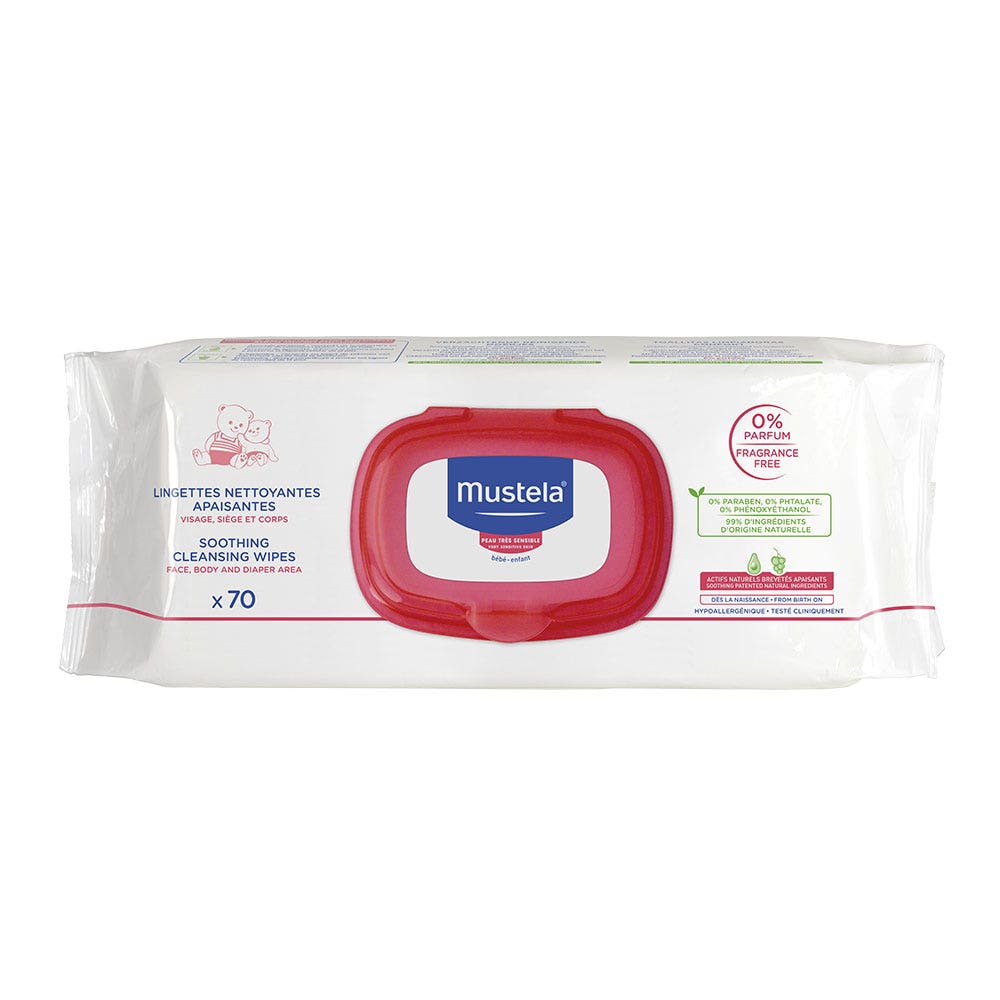 Lingettes Nettoyantes Apaisantes Peaux Tres Sensibles X70 Mustela