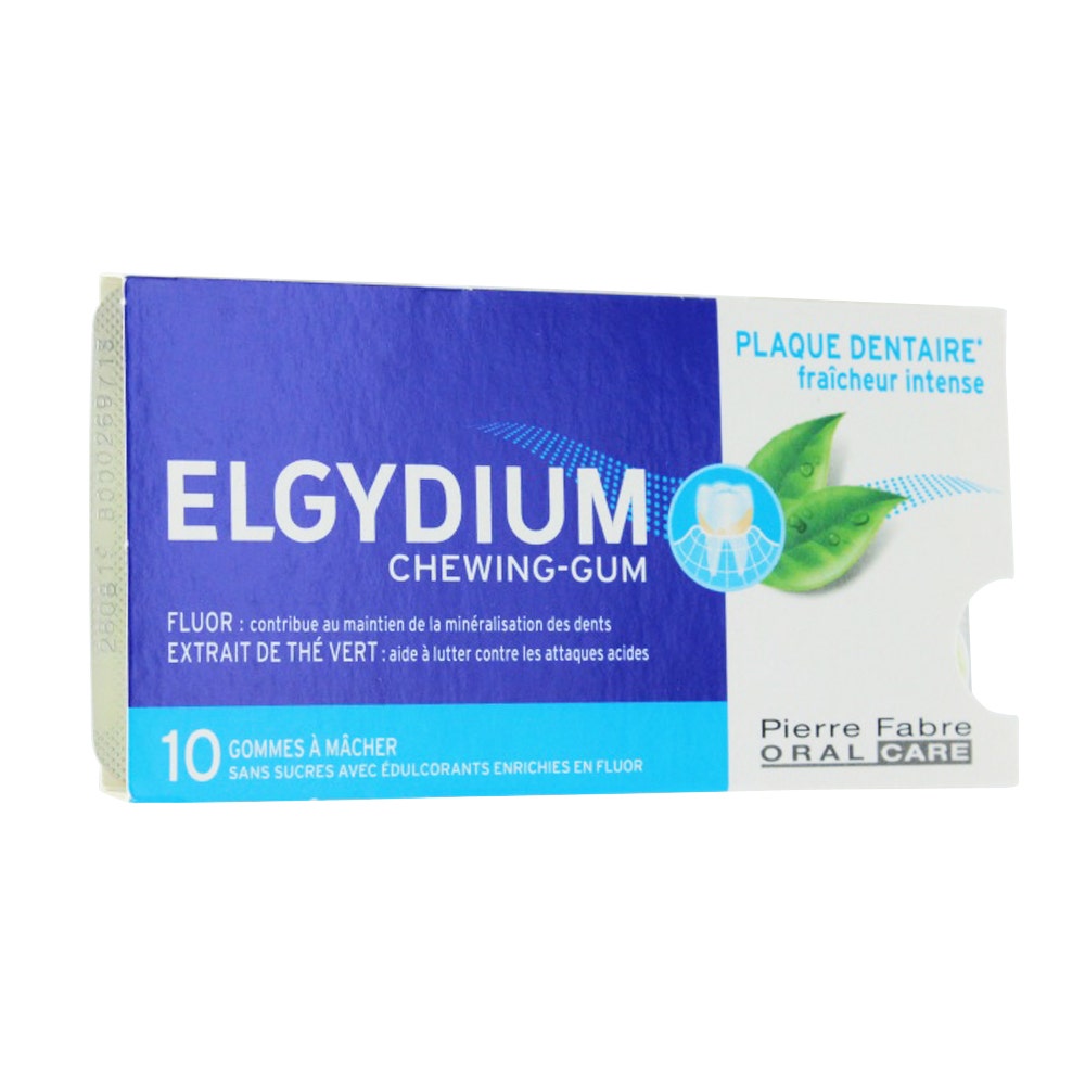 Elgydium Chewing-gum Plaque Dentaire Fraicheur Intense X10