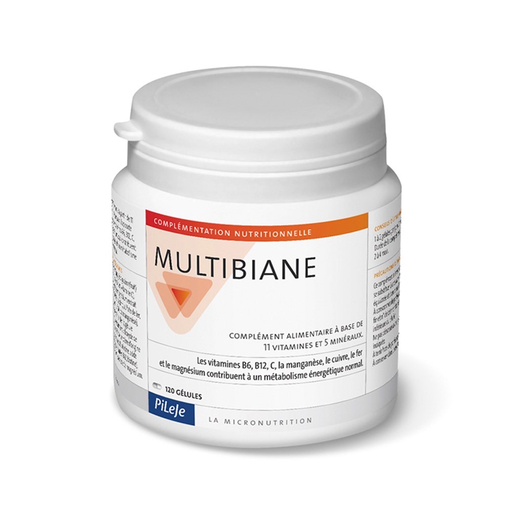 11 vitamines et 5 minéraux 120 gélules Multibiane Pileje