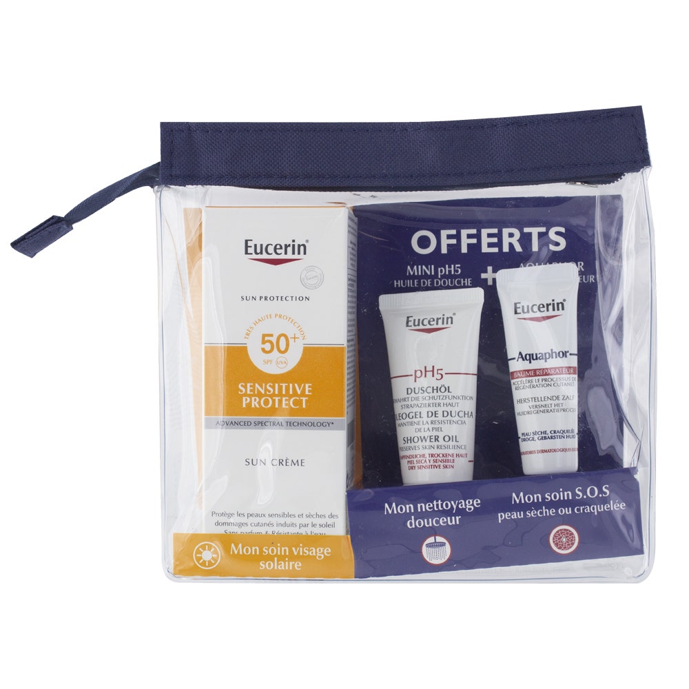 Sun Sensitive Protect Trousse Creme Sensitive Protect Spf50+ + + Ph5 Huile De Douche 10ml Eucerin