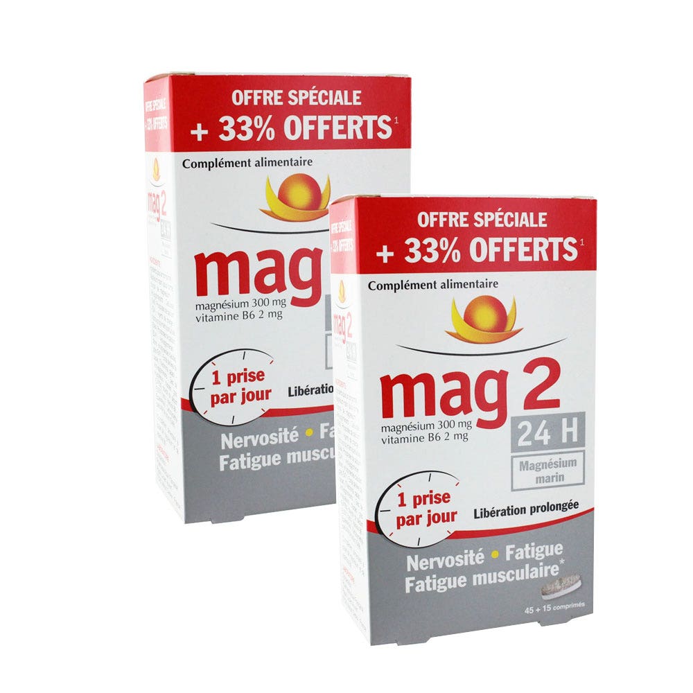 24h Magnesium Marin +33% Offert 2x45 Comprimes Mag 2
