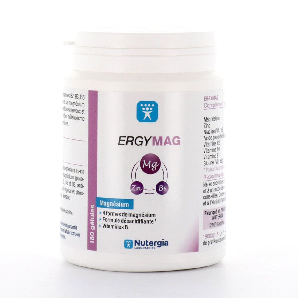 Ergymag 180 Gélules Magnésium Vitamines B + Zinc Nutergia