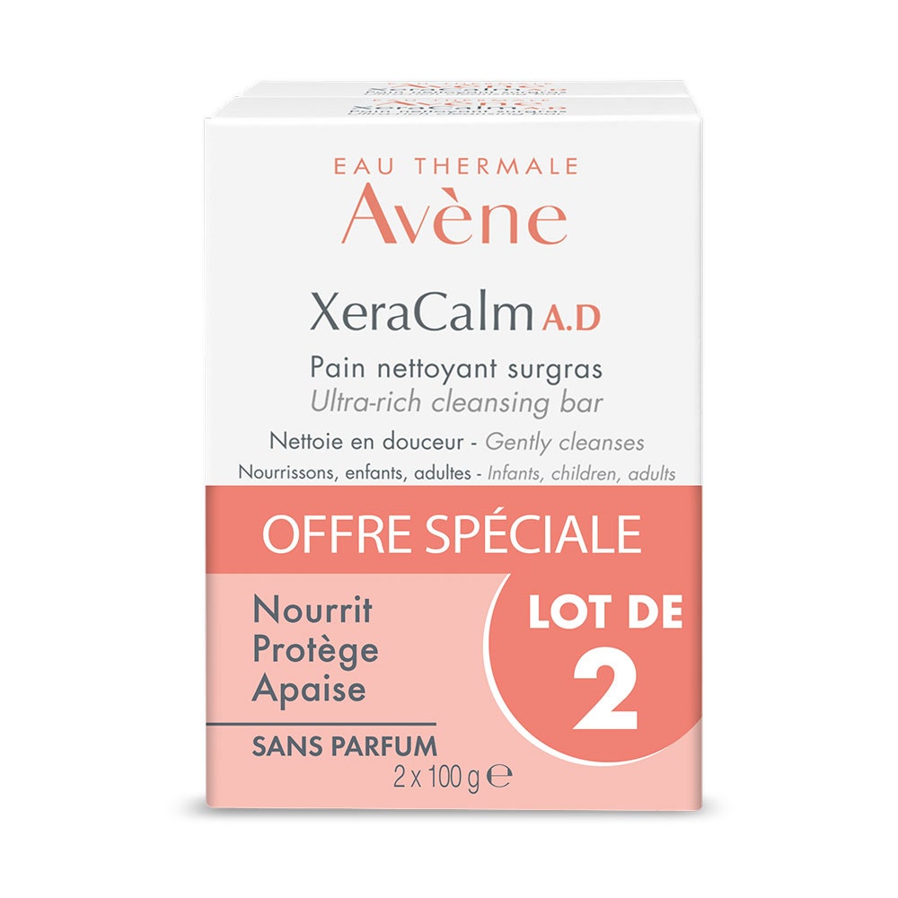 Pain Nettoyant Surgras Lot De 2x100g Xeracalm A.D Avène