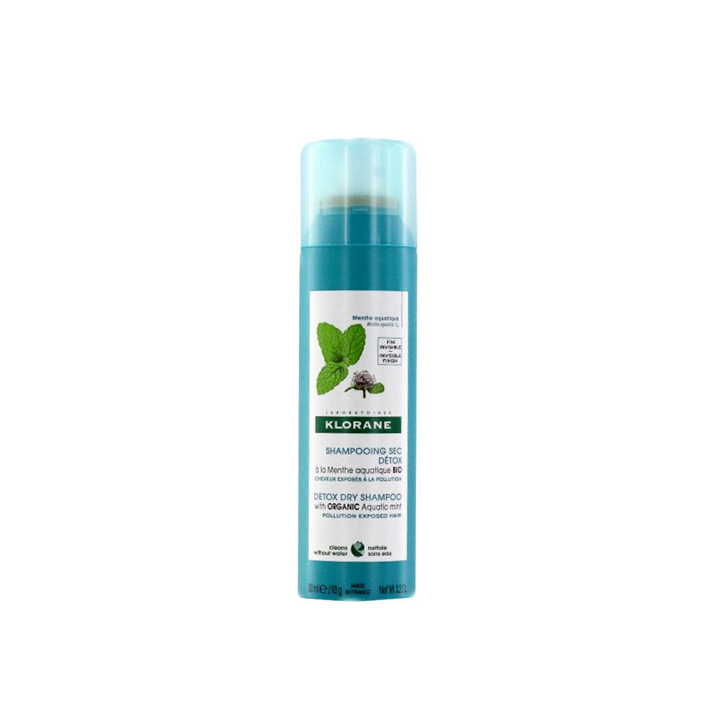 Klorane Menthe Aquatique Shampooing sec Detox Cheveux exposés à la pollution 150ml