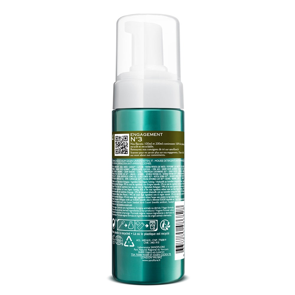 Mousse nettoyante visage purifiante 150ml Magnifica Peaux tendance acnéique Sanoflore