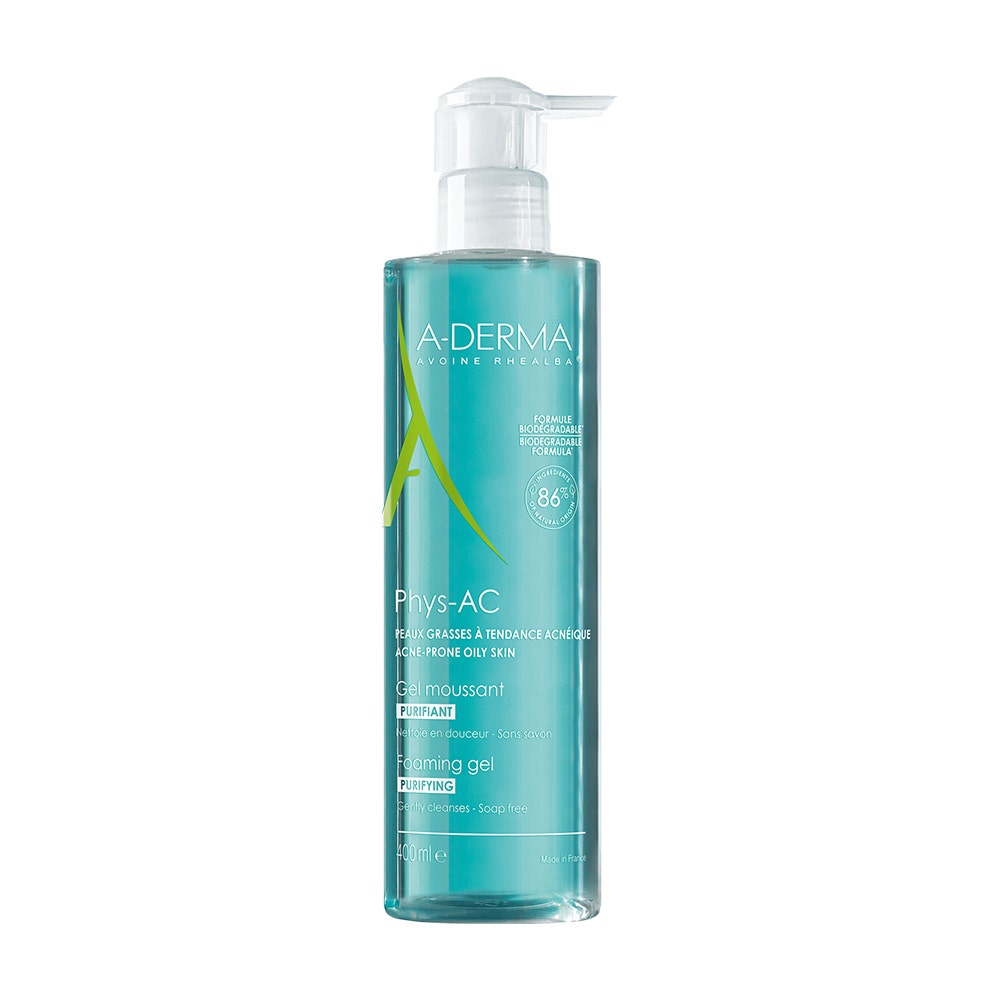 Gel Moussant Nettoyant Purifiant Bio 400ml Biology AC Peaux Grasses à Tendance Acnéique A-Derma