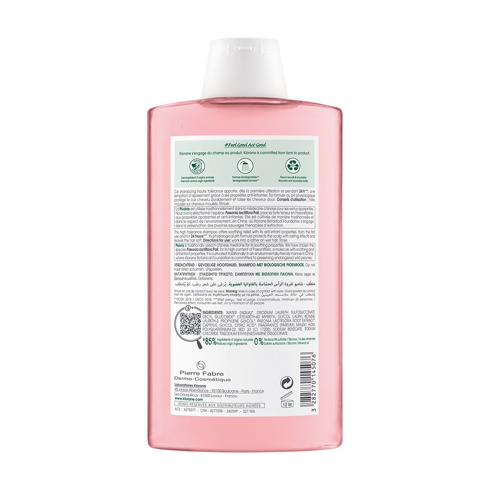 Shampooing Apaisant Cuir chevelu sensible 400ml Pivoine Bio Klorane