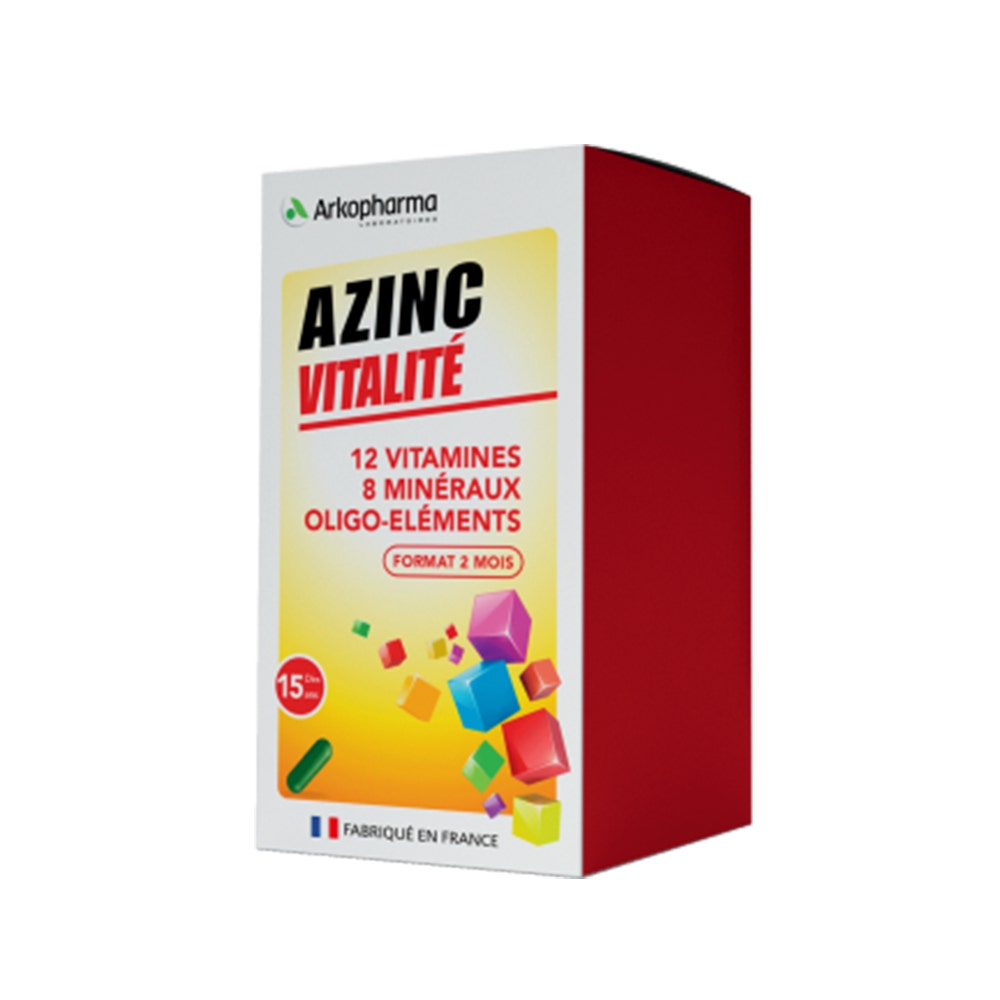 Vitalité Vitamines C & E, Zinc 120 gélules Azinc Adulte Arkopharma