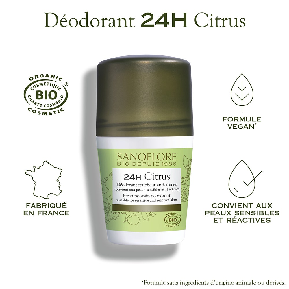 Roll-on Citrus efficacité 24h certifié bio 50ml Deodorants Sanoflore