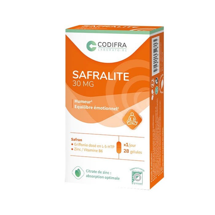 Codifra Safralite 30mg Humeur et Equilibre Emotionnel 28 gélules