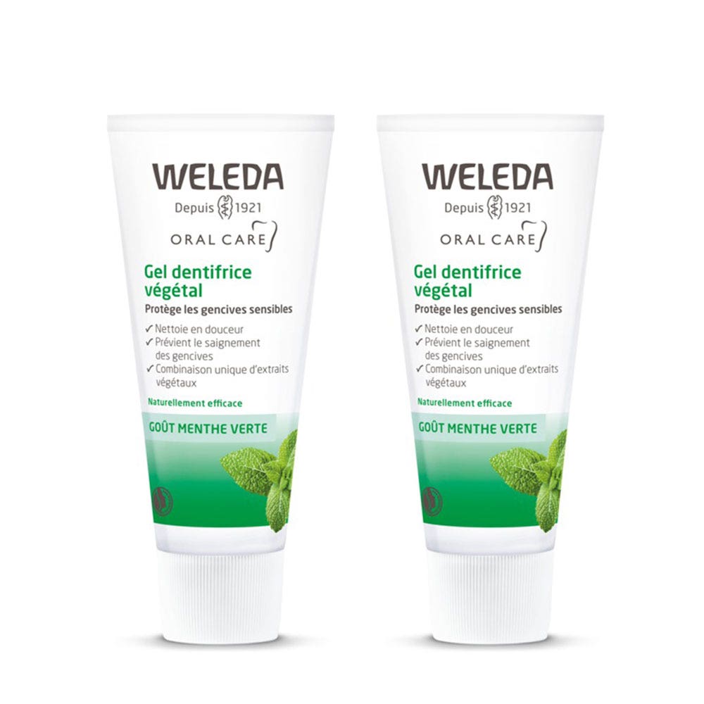 Weleda Gel Dentifrice Vegetal Goût menthe verte 2x75ml