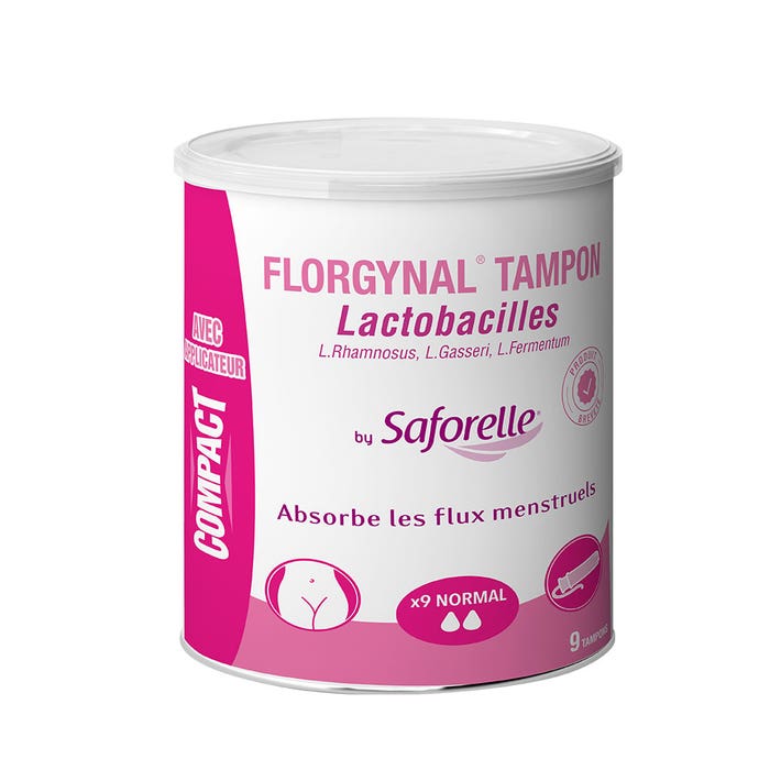 Tampons avec des Lactobacilles pour les règles X9 Florgynal Compact Normal avec Applicateur Saforelle