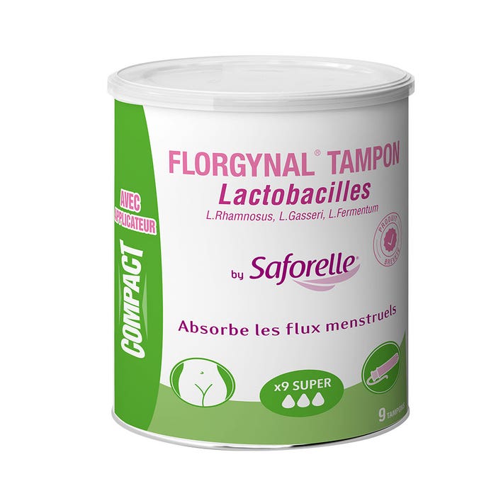 Tampons avec des Lactobacilles pour les règles X9 Florgynal Compact Super avec Applicateur Saforelle