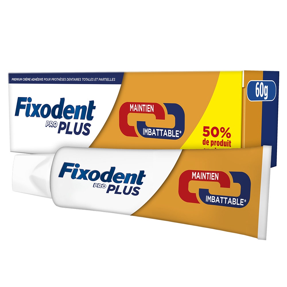 Fixodent Crème Adhésive Pour Prothèses Dentaires Pro plus 60g - Easypara