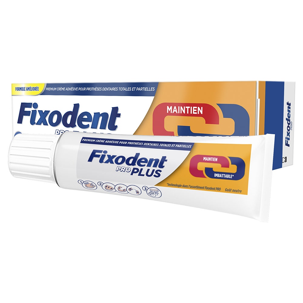 Fixodent Crème Adhésive Pour Prothèses Dentaires Pro plus 40g-Fixation ...