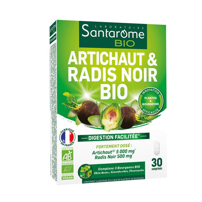 Santarome Artichaut et radis noir bio Digestion facilitée 30 comprimés