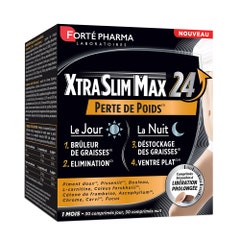 Forté Pharma XtraSlim Max Brûleur de Graisses 24h 4 Actions Minceur Jour et Nuit 60 comprimés à croquer