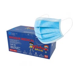 Vog Protect Kids mask Masques chirurgicaux enfants jetables bleu Type IIR EN 14683:2019+AC:2019 x50