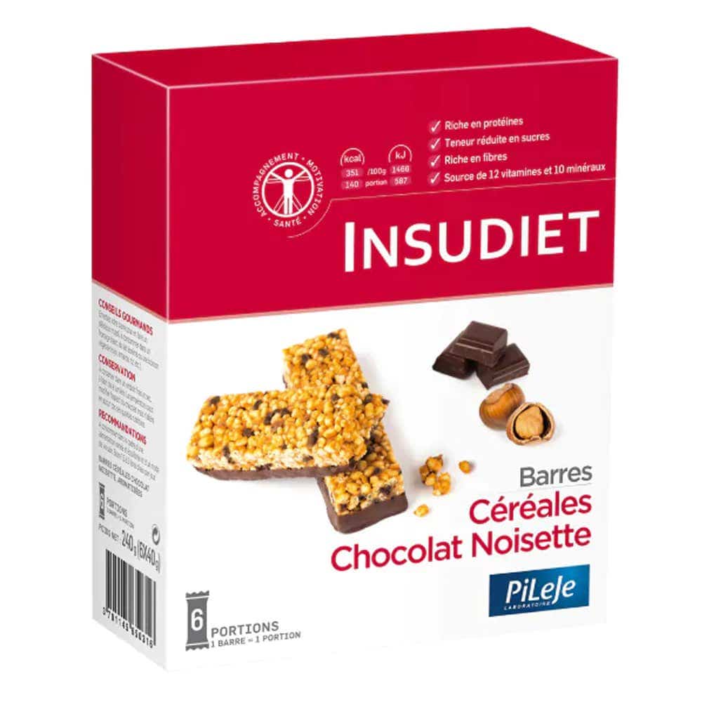 Insudiet Barre Céréales Chocolat Noisette x6