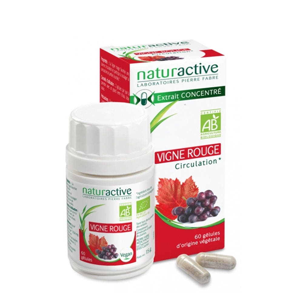 Naturactive Extrait concentré Vigne Rouge Bio Circulation 60 gélules