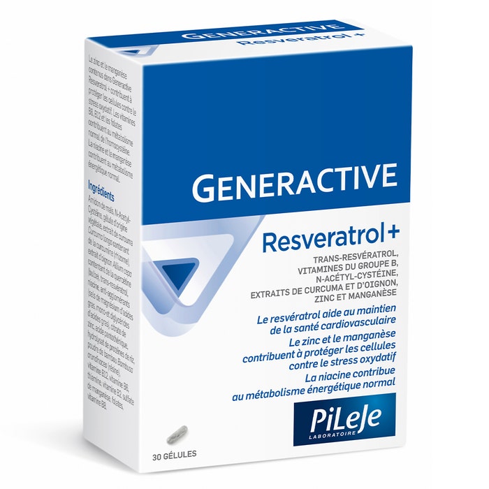 Resvératrol+ 30 gélules Generactive Pileje