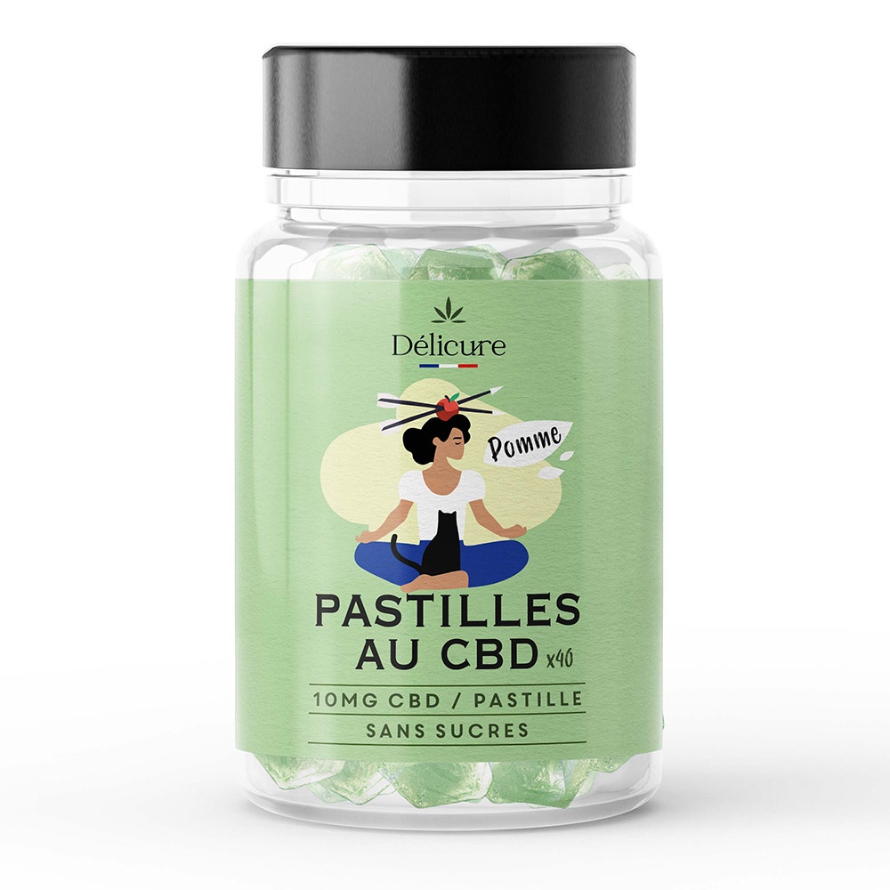 Delicure CBD Pastilles 10mg Pomme sans sucre x 40 bonbons
