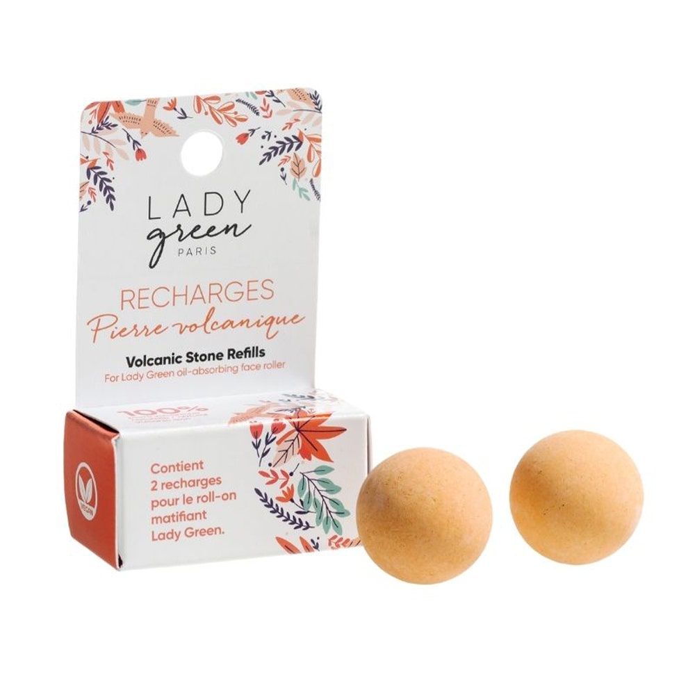 Lady Green 2 recharges pour roll-on matifiant pierre volcanique 18 g