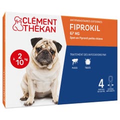 Clement-Thekan Fiprokil Anti-Puces Anti-Tiques Chien 2-10kg 0.67ml x 4 pipettes