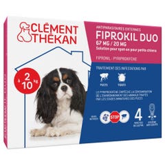 Clement-Thekan Fiprokil Anti-Puces Anti-Tiques Duo Chien 2-10kg 4 pipettes