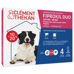 Clement-Thekan Fiprokil Anti-Puces Anti-Tiques Duo Chien 10-20kg 4 pipettes