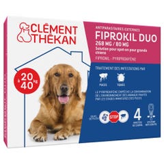 Clement-Thekan Fiprokil Anti-Puces Anti-Tiques Duo Chien 20-40kg 4 pipettes