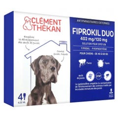 Clement-Thekan Fiprokil Anti-Puces Anti-Tiques Duo Chien 40-60kg 4 pipettes